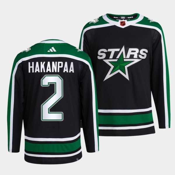 Mens Dallas Stars #2 Jani Hakanpaa 2022 Balck Reverse Retro 2.0 Stitched Jersey